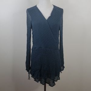 Free People Daliah Black Sheer Dot Print Dress